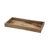 Bandeja decorativa de mango rectangular, pequeña, 34 x 12 cm, de madera, con borde, para decoración de mesa, bandeja de madera, bandeja decorativa