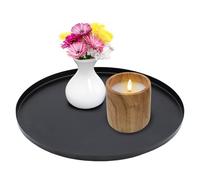 Bandeja decorativa de metal con borde negro mate - 30 cm - Bandeja para velas