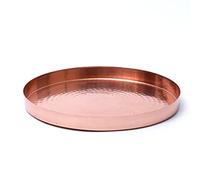 Bandeja decorativa de metal de cobre de 29 cm, superficie texturizada, decoración del hogar de oro rosa, bandeja y plato de cosméticos para servir cosméticos, organizador de maquillaje, joyas, perfume