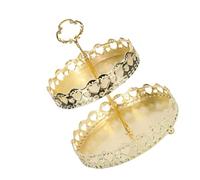 Bandeja Decorativa de Repostería Dorada de Doble Capa para Plato de Exhibición de Postres de Boda, Bandeja de Torre para Servir Galletas de Cobre para Reuniones en el Hogar, 16,2 Oz (Corazón