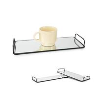 Bandeja Decorativa de Vidrio con Bordes Metálicos, 35 x 14,5 cm, Base Rectangular con Bordes Redondeados (Pack de 2) (35x14.5x4 cm)