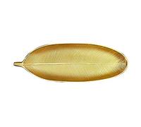 Bandeja Decorativa Dorada, 40cm/59cm Forma de Hoja Dorada Plato para Servir Bandeja de Almacenamiento Plato Bandejas para Servir Grandes para Ensaladas Postre Aperitivos Pastas Frutas(Pequeño)
