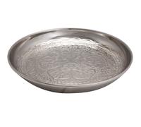 Bandeja redonda de metal marroquí para servir Afet ø 31 cm grande | Bandejas decorativas orientales y platos para teteras, velas o comida de fiesta | Platos grabados en estilo marroquí como decoración