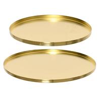 Kaemingk – Bandeja decorativa redonda, metal brillante 30–35 cm, juego de 2 unidades