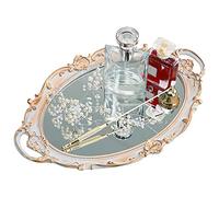 Bandeja Decorativa, Vintage Ovalada Expositor de Joyas, Gris Dorado