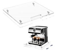 Bandeja deslizante para máquina de café - Plataforma de acrílico transparente de 35,56 x 33,02 cm, base lisa con ruedas en | Organizador de electrodomésticos de banco para espresso