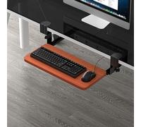 Bandeja deslizante para teclado con soporte de abrazadera en C, alfombrilla de mouse para juegos y oficina en casa, ajustable, 55 cm, acabado de latón, diseño ergonómico para estaciones de trabajo que