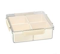 Bandeja dividida compacta para dulces, nueces, galletas, frutas y aperitivos con múltiples secciones, para una fácil organización y exhibición en reuniones (blanco leche - cuadrada)