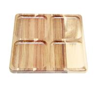 Bandeja dividida para servir - 9.84 x 9.84 x 0.79 pulgadas, cuadrado de madera con múltiples compartimentos | de comida dividido para verduras para sushi, aperitivos, frutas,