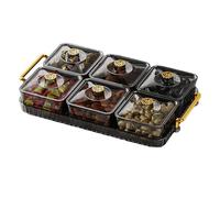 Bandeja dividida para servir - Bandejas divididas para servir | Bandeja transparente para aperitivos con compart | Bandeja portátil extraíble de moda con tapa y asa para aperitivos, aperitivos, frutos