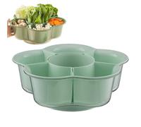 Bandeja dividida para verduras, de frutas con compartimentos, giratorio de drenaje, para platos de frutas, olla caliente, postre, fiesta, comedor, catering, cocina,