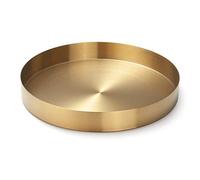 Bandeja Dorada Redonda Bandejas Decorativas de Acero Inoxidable para Joyas Cosméticos Velas 22cm