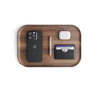 Bandeja EDC de madera de nogal para llaves, teléfonos, cartera, organizador de mesita de noche, bandeja de valet de transporte diario
