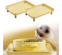 Bandeja elevada de alimentación para gatos, alfombrilla impermeable para alimentos para mascotas con patas de madera, borde de 2,5 cm de alto para evitar derrames, estación de alimentación elevada