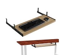 Bandeja ergonómica de madera para teclado con cajón, soporte de muñeca y reposabrazos, extensor de escritorio de 54/60/77 x 27 cm, ideal para la oficina en casa y configuración de juegos