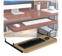 Bandeja ergonómica deslizante para teclado, altura ajustable, extensión debajo del escritorio, 54/60/70 x 27 cm, soporte de teclado de madera para escribir cómodamente, diseño que ahorra espacio