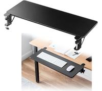 Bandeja ergonómica para teclado con abrazadera, reposabrazos, plegable, sin perforaciones, estante extensor de escritorio ajustable a 90°, plataforma de teclado negra para soporte de codo y ahorro de