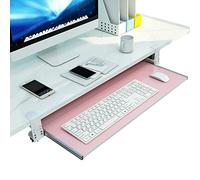 Bandeja ergonómica para teclado con guías deslizantes, instalación sin taladro, reposamuñecas de madera y organizador de almacenamiento para mayor comodidad y ahorro de espacio