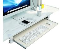 Bandeja ergonómica para teclado con rieles deslizantes, instalación sin taladro, reposamuñecas de madera y organizador de almacenamiento para una comodidad óptima y ahorro de espacio