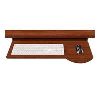 Bandeja ergonómica para teclado debajo del escritorio de 23.6 pulgadas, plataforma de mouse deslizante ajustable para configuración de oficina en casa y juegos, diseño marrón resistente para mayor