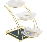 Bandeja escalonada para servir, moderna bandeja para cupcakes con estante de metal dorado, elegante exhibición de alimentos para decoración del hogar y fiestas