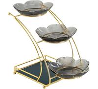 Bandeja escalonada para servir, moderna bandeja para cupcakes con estante de metal dorado, elegante exhibición de alimentos para decoración del hogar y fiestas