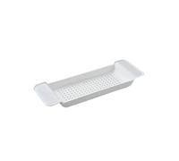 Bandeja extensible de bambú para bañera, estante de baño ajustable, soporte para toallas y libros, organizador de almacenamiento de baño para relajación y uso doméstico (blanco)