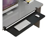 Bandeja extraíble para teclado con abrazadera de escritorio, instalación sin taladro, estante de madera para teclado y mouse, tamaño 520/650/750 x 250 mm, para oficina en casa