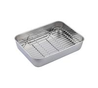 Bandeja fácil de acero inoxidable para hornear con estante extraíble, bandeja multiusos para hornear