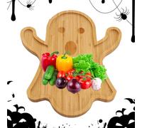 Bandeja fantasma de Halloween - Madera maciza 20 x 18 cm | Tablero de embutidos fantasma con fácil limpieza, aperitivo alimentario postre snack sushi, decorativo de Halloween