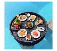 Bandeja flotante de lujo para servir en la piscina, 60 x 15 cm, ideal para bar o mesa de bar. Bandeja flotante de ratán amarillo impermeable para desayuno, ideal para servir bebidas en la piscina (neg