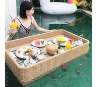 Bandeja flotante para piscina para alimentos y bebidas - 60 cm, soporte de carga redondo de 5 a 7 kg, ideal para piscinas al aire libre en hoteles y B & B, bandeja flotante duradera y elegante.