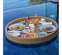 Bandeja flotante redonda para piscina, ideal para bares de arena, spas y fiestas, flotador de natación para adultos para bebidas y aperitivos, solución práctica para servir agua