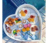 Bandeja flotante tejida de ratán para piscina, bandeja de servir para fiestas en la piscina, spas y baños, ideal para uso al aire libre y barras de arena
