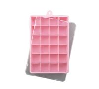 Bandeja for cubitos de hielo de silicona con 24 orificios con tapa, máquina de hielo grande y cuadrado no tóxica for cócteles, bebidas de fiesta, puré, molde for gelatina y queso(L-Cover-Pink)