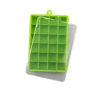 Bandeja for cubitos de hielo de silicona con 24 orificios con tapa, máquina de hielo grande y cuadrado no tóxica for cócteles, bebidas de fiesta, puré, molde for gelatina y queso(O-Cover-Green)