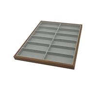 Bandeja for guardar vasos de madera y terciopelo | Terciopelo de madera de nogal gris, 12 rejillas for exhibición y almacenamiento de gafas de sol