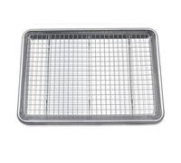 Bandeja for hornear de acero inoxidable, rejilla extraíble for pastel, estante enfriamiento, cocina, antiadherente, Pizza, barbacoa, for galletas, utensilios for(Set Pan and Rack L)