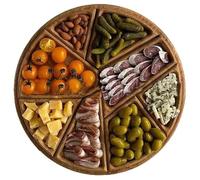 Bandeja for Servir Alimentos - 8 Compartimentos Extraíbles - Plato De Comida Versátil for Frutas, Nueces, Queso, Salsas Y Carnes, Vajilla De Madera for Decoración Del Hogar