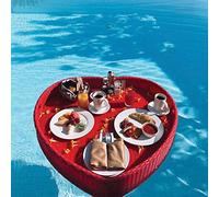 Bandeja for Servir en Forma de corazón Hecha a Mano for Piscina, Mesa Bar for Adultos, Plato Desayuno for Playa, Soporte for Bebidas(Red,83X80X15CM)