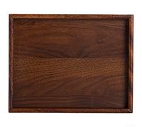 Bandeja funcional de madera de nogal para servir té, café, postres y frutas con una estética minimalista que combina con varios temas de decoración (25 x 20 x 2,6 cm)