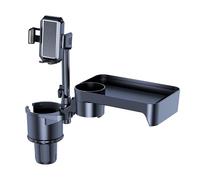 Bandeja giratoria de 360° con soporte para teléfono | Soporte de taza ajustable 4 en 1 para automóvil Yeti Hydro Flask de 16 a 46 onzas, bandeja de alimentos desmontable para
