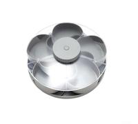 Bandeja giratoria de 5 compartimentos, bandeja de servir Lazy Susan de 25 cm con base antideslizante y tapa de bloqueo, caja de frutas vegetales de plástico apta para lavavajillas para fiestas y