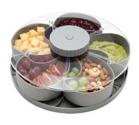 Bandeja giratoria de aperitivos 360 Spin Lazy Susan con secciones para salsas, verduras, dulces, bufé, accesorios de cine en casa, gris (gris)