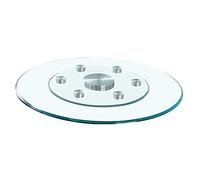 Bandeja giratoria de vidrio templado con ruedas antiinclinación para mesas de comedor