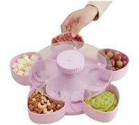 Bandeja giratoria para servir aperitivos, giratorio de 360 grados, plato multisección para salsas y verduras, giratorio Lazy Susan para encimera de cocina, hogar, gris (rosa)