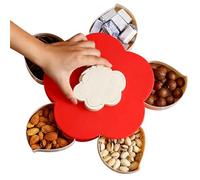 Bandeja giratoria para servir, dividida en forma de pétalo, plato de verduras de 12 pulgadas con diseño seccionado, estuche giratorio con fácil acceso, bandeja para cocina, picnic, , bufé