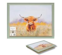Bandeja grande para regazo con cojín en diseño de vaca de las tierras altas, bandejas de regazo con cojín de puf, cojín acolchado para adultos para comer, laptop Great British Home