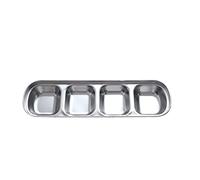 Bandeja gris de acero inoxidable para condimentos, plato de metal para salsa de barbacoa, plato de inmersión para barbacoa, restaurante, cocina, cubiertos. (Tamaño: 1)