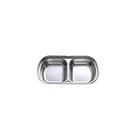 Bandeja gris de acero inoxidable para condimentos, plato de metal para salsa de barbacoa, plato de inmersión para barbacoa, restaurante, cocina, cubiertos. (Tamaño: 2)